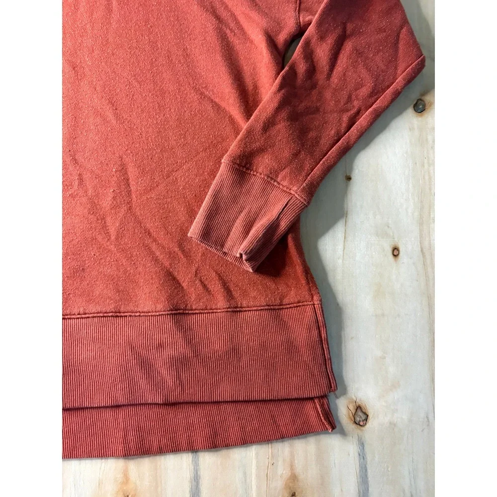 Time and Tru Womens Clay Orange Oversized Crewneck Sweatshirt High Low Hem S 4-6